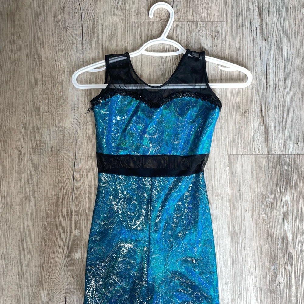 Blue and Black Bodysuit Dance Costume
